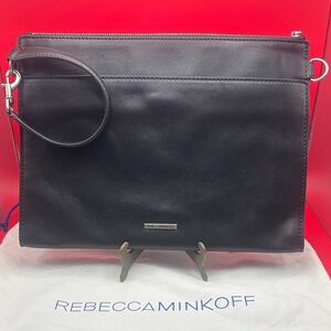 Rebecca Minkoff black studded leather clutch purse with dust bag, NWOT